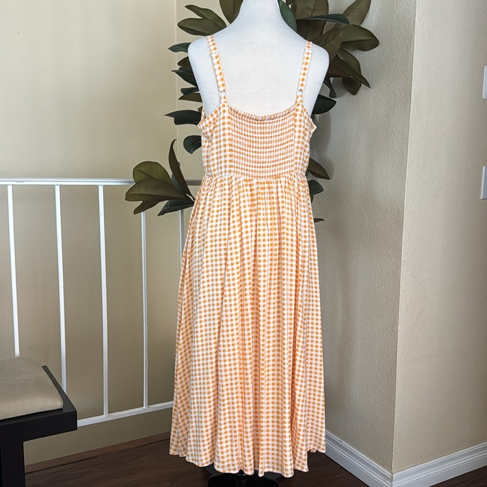 Torrid Midi Challis Skater Yellow Plaid Dress 0/L US 12 - Picture 9 of 16